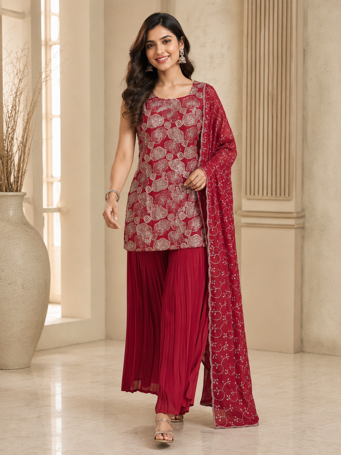 Women Premium Printed Kurta Sharara Set with Dupatta