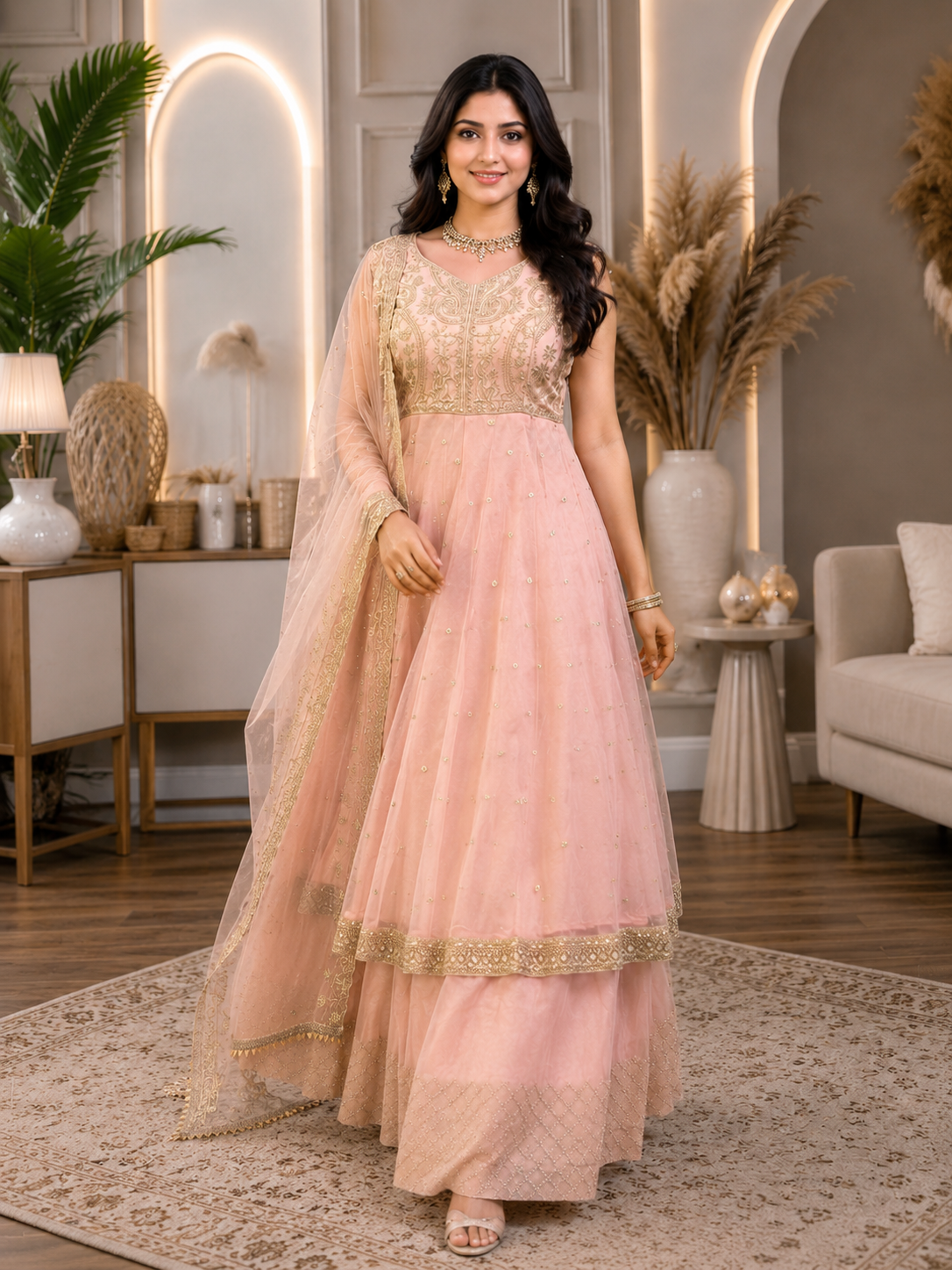Women Premium Embroidered Anarkali Suit Set with Dupatta