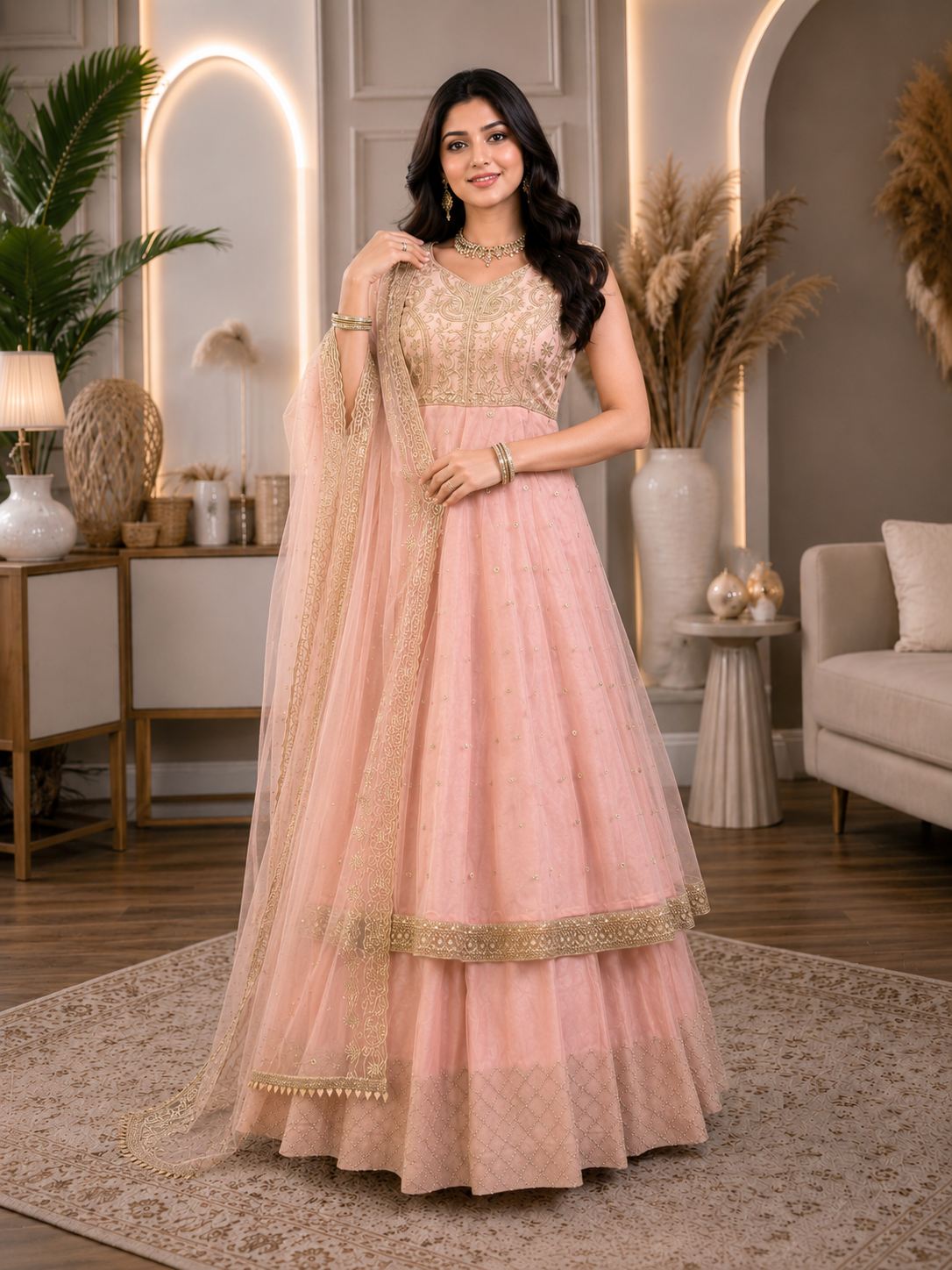 Women Premium Embroidered Anarkali Suit Set with Dupatta