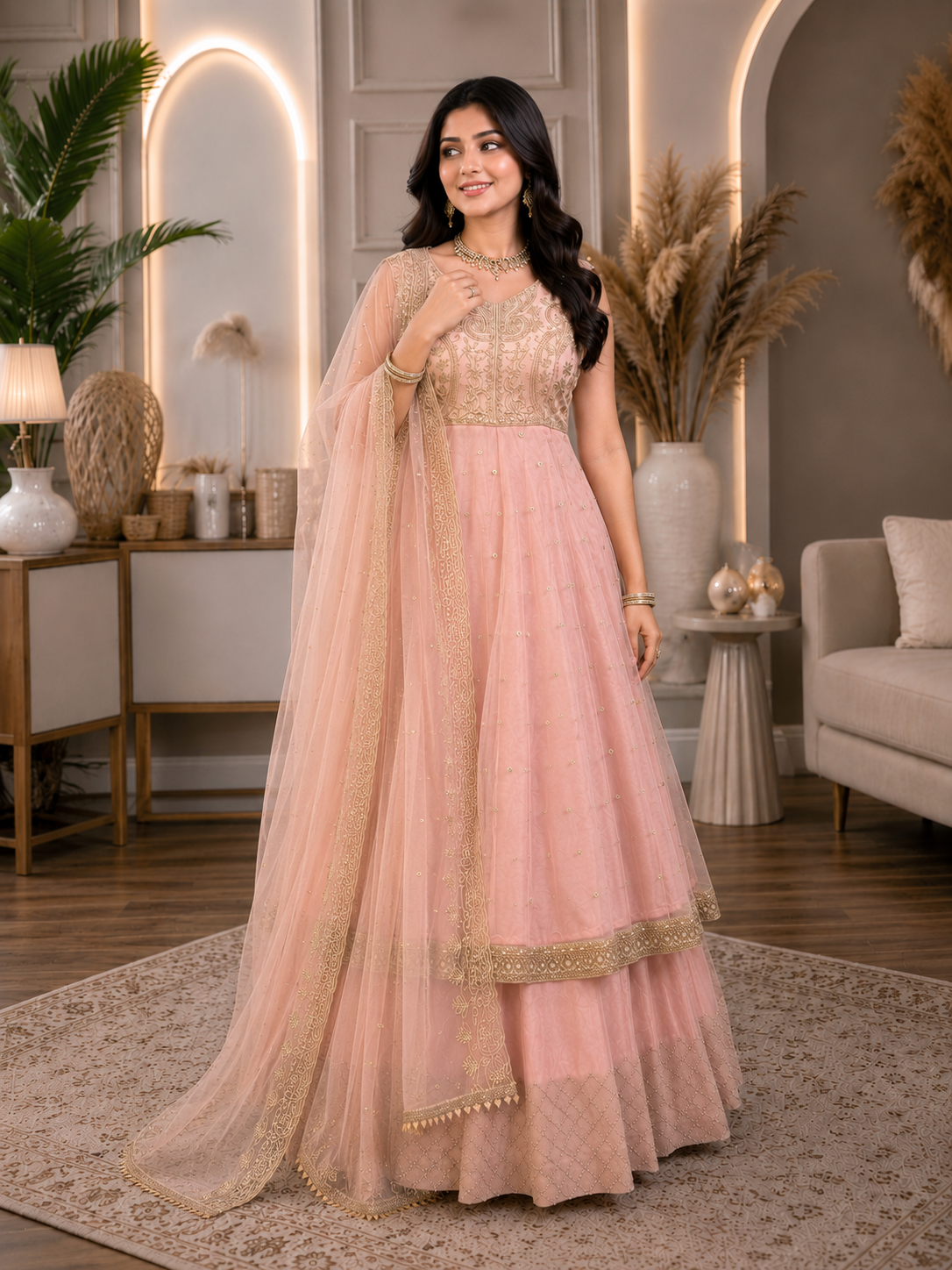 Women Premium Embroidered Anarkali Suit Set with Dupatta