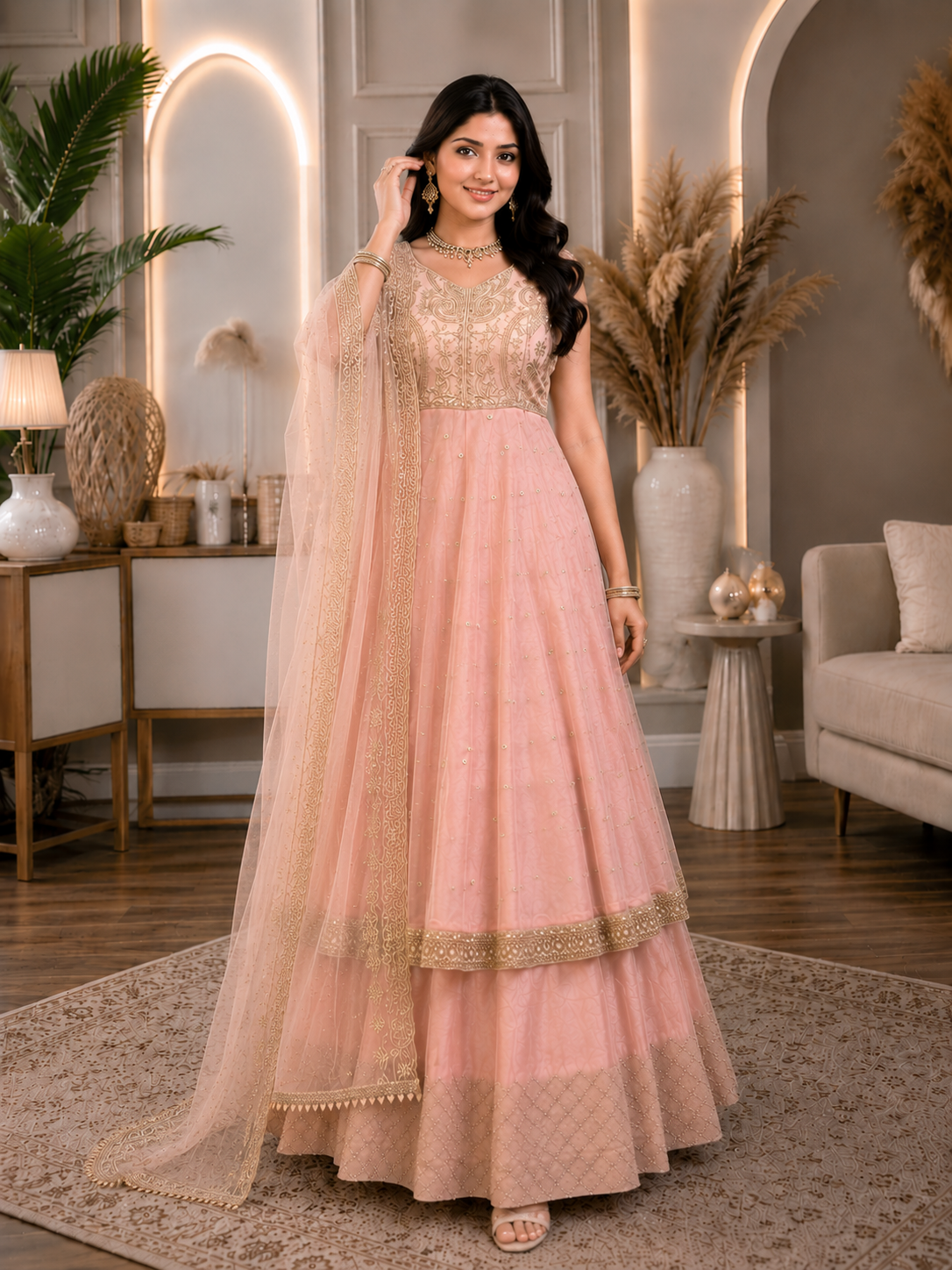 Women Premium Embroidered Anarkali Suit Set with Dupatta