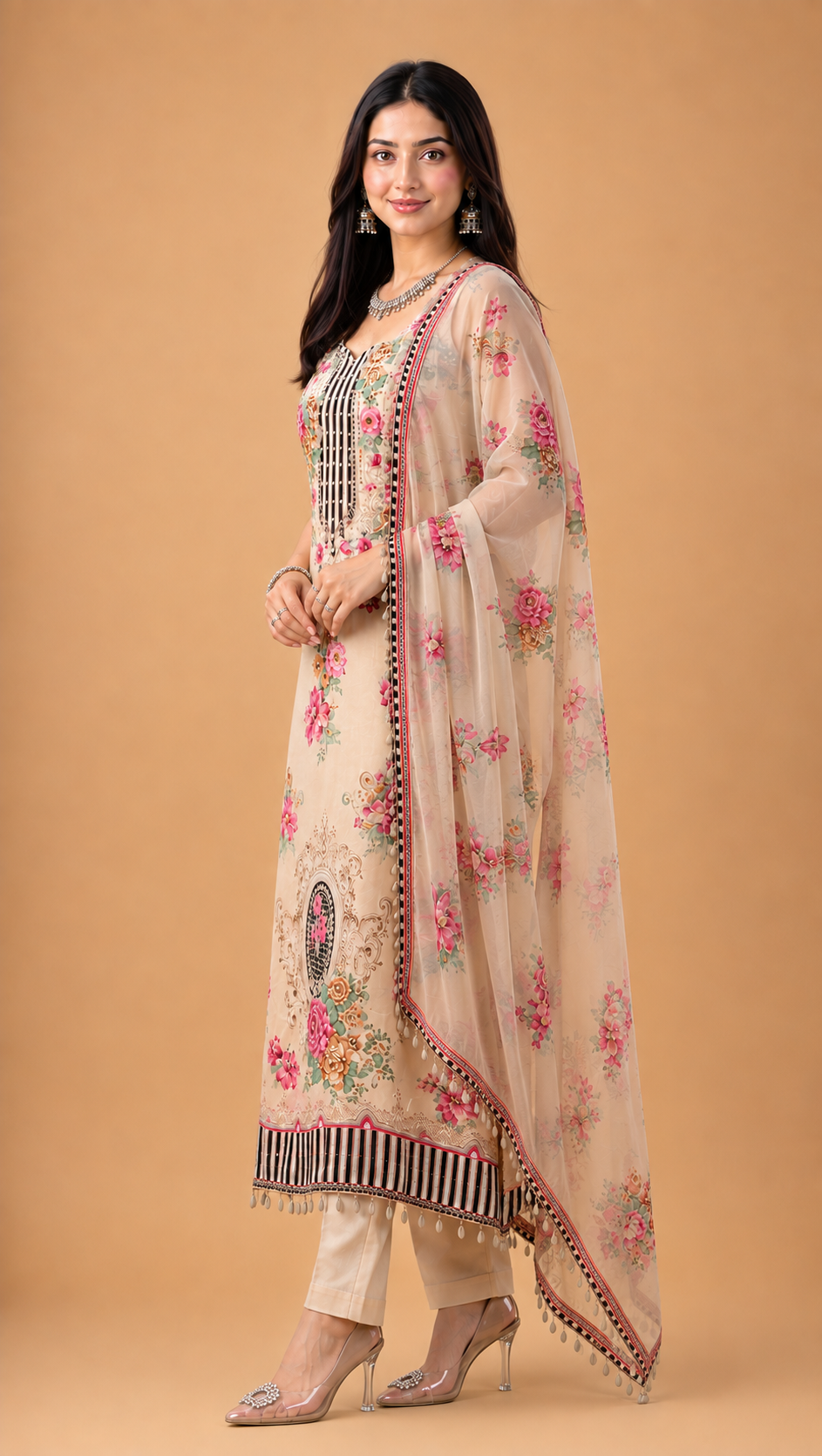 Women Premium Floral Printed Kurta Pant Set with Dupatta