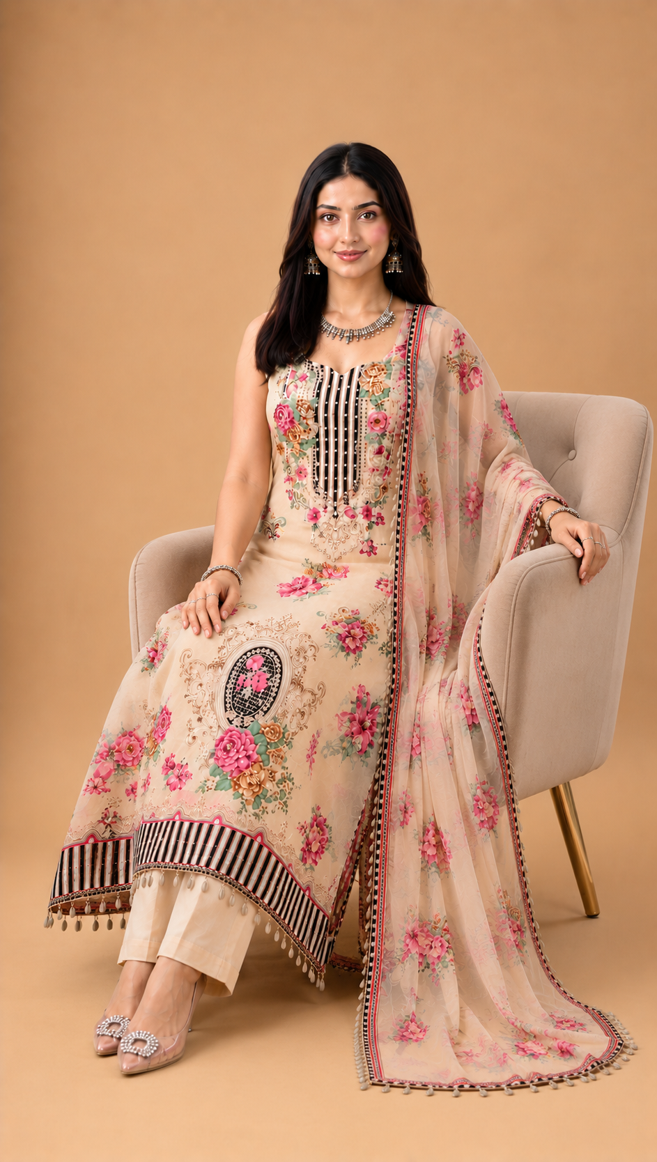 Women Premium Floral Printed Kurta Pant Set with Dupatta