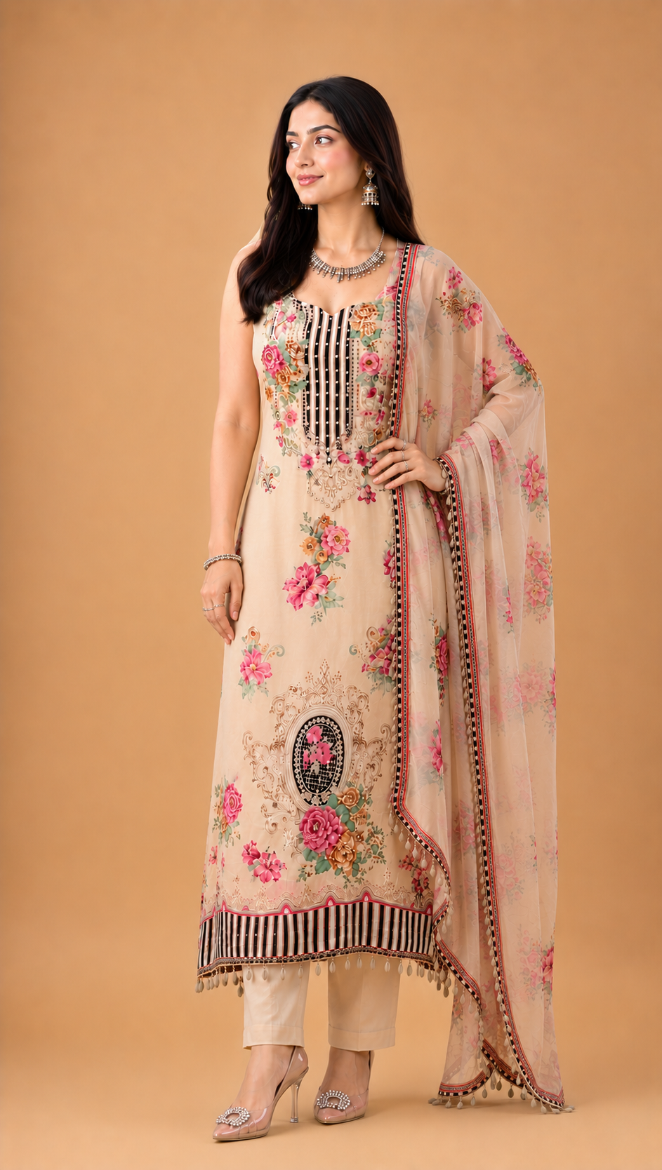 Women Premium Floral Printed Kurta Pant Set with Dupatta