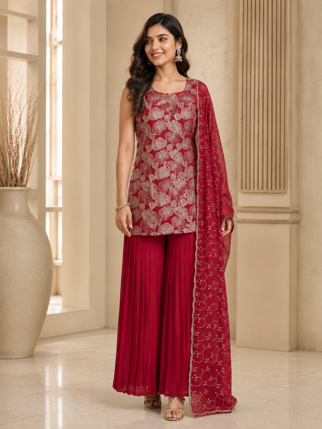 Women Premium Printed Kurta Sharara Set with Dupatta