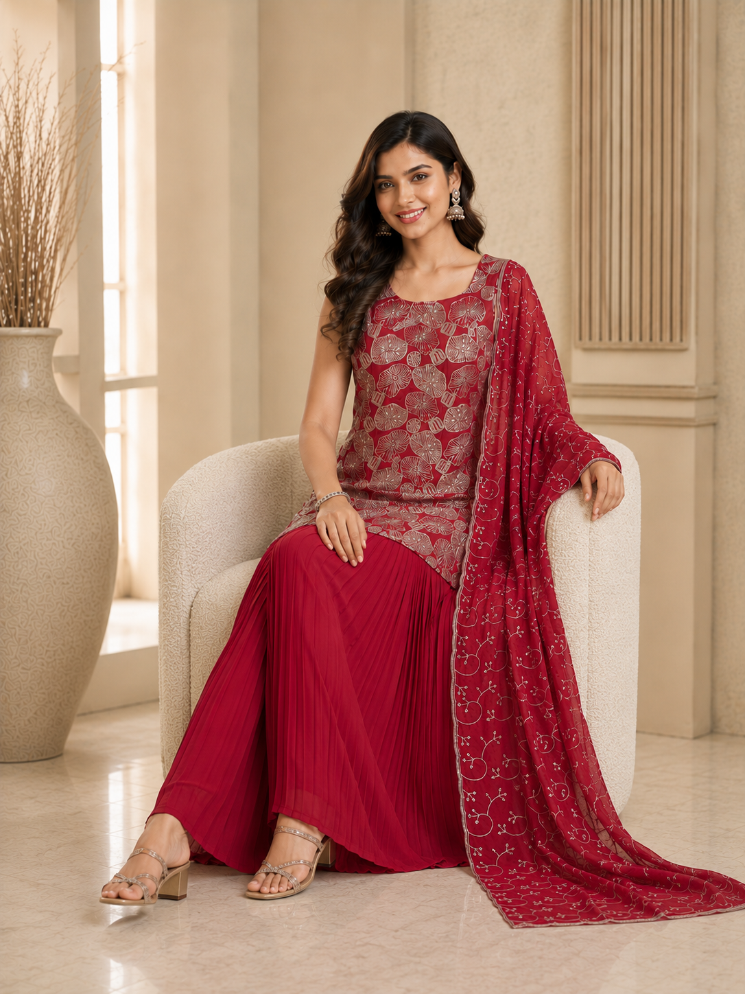 Women Premium Printed Kurta Sharara Set with Dupatta