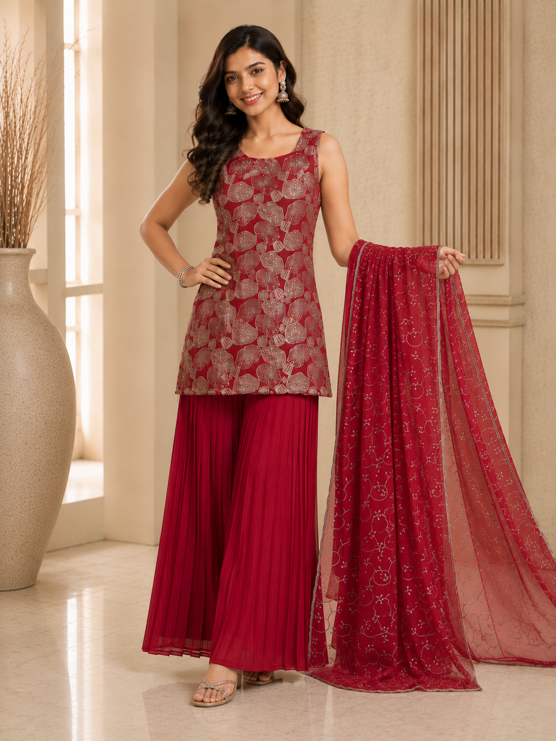 Women Premium Printed Kurta Sharara Set with Dupatta