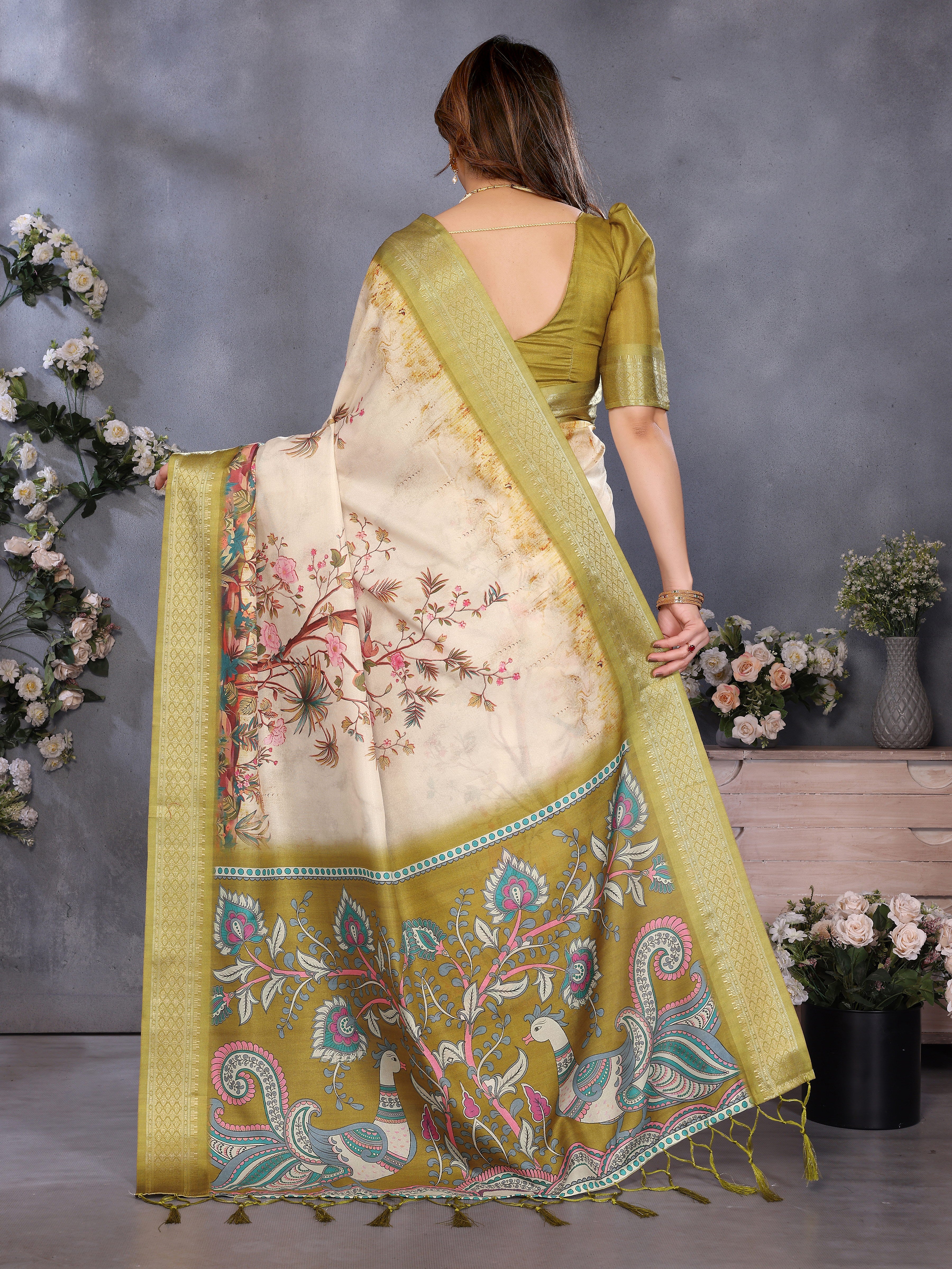 Women Designer Cotton Silk Floral Saree
