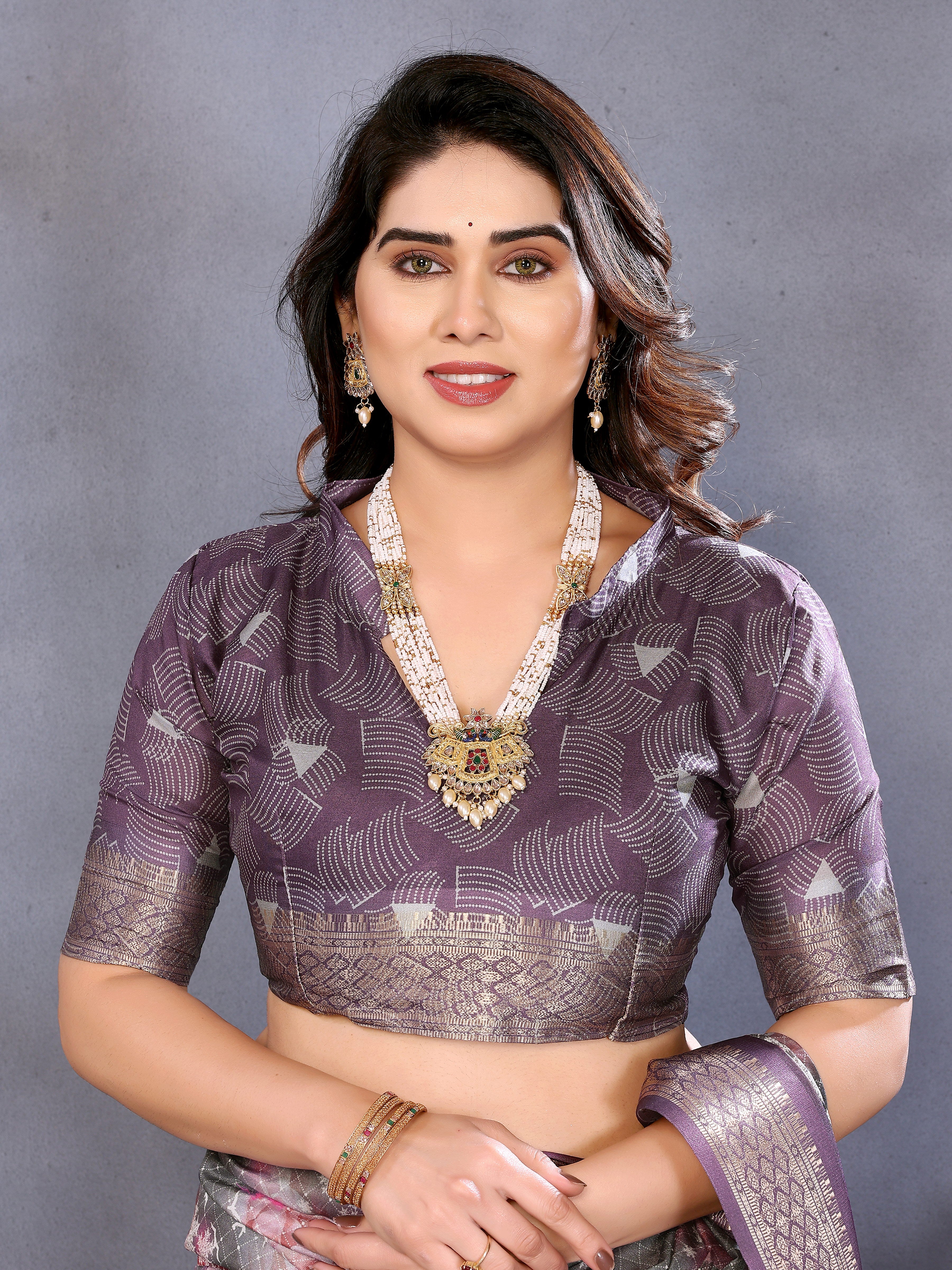 Women Designer Floral Print Silk Saree