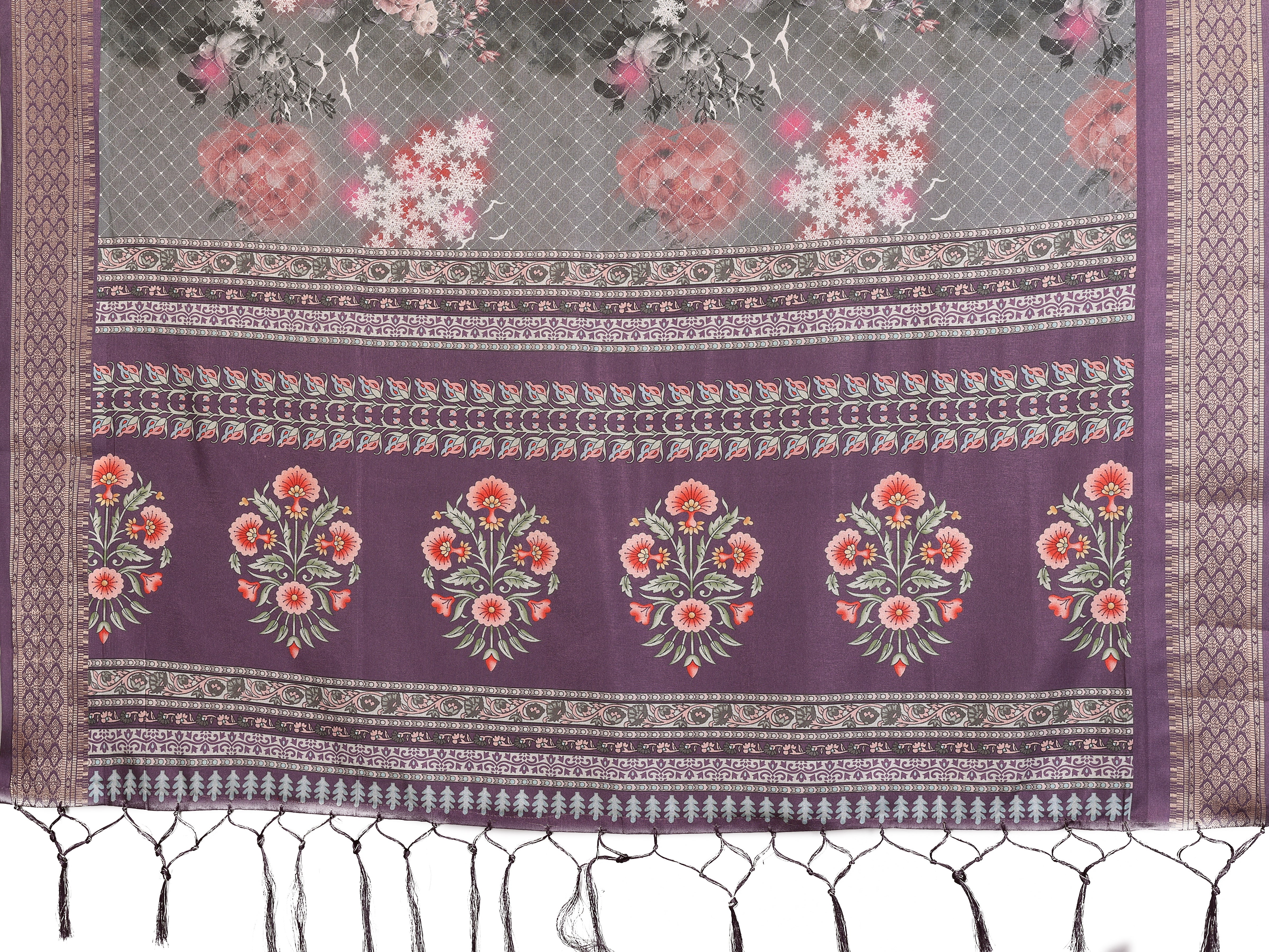 Women Designer Floral Print Silk Saree