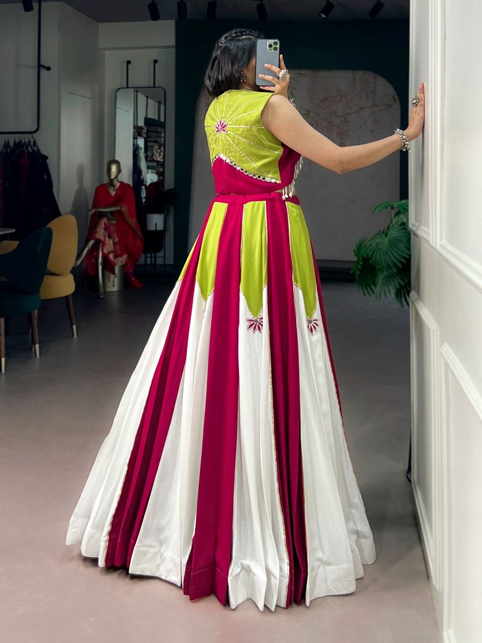 Women Premium Pink & White Designer Lehenga Choli Set with Embroidered Jacket