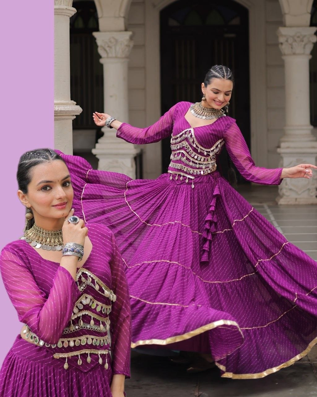 Women Designer Lehenga Choli with Mirror Work and Flared Ruffle Lehenga
