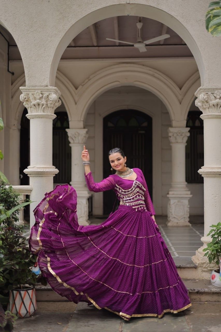 Women Designer Lehenga Choli with Mirror Work and Flared Ruffle Lehenga