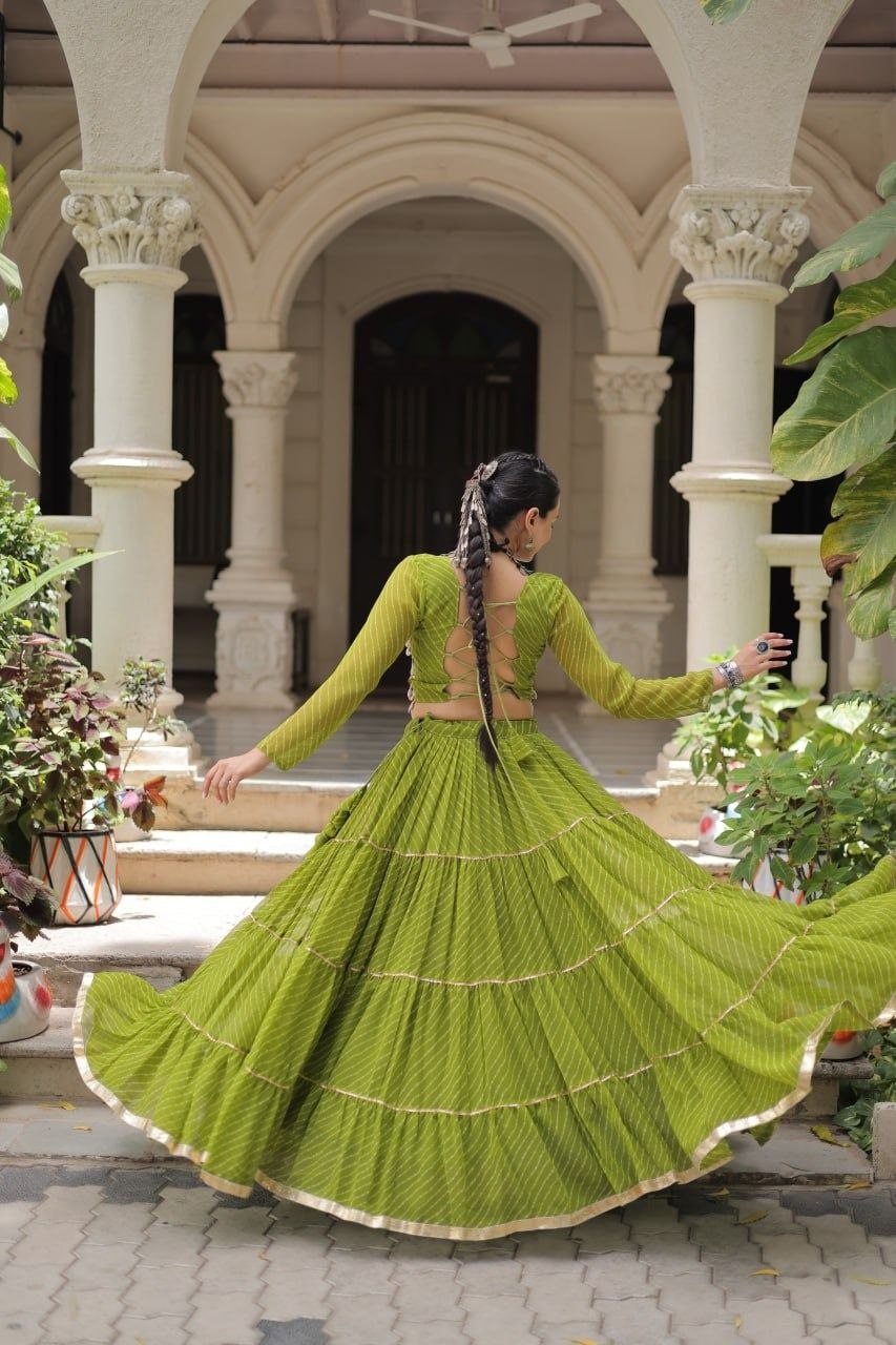 Women Designer Lehenga Choli with Mirror Work and Flared Ruffle Lehenga