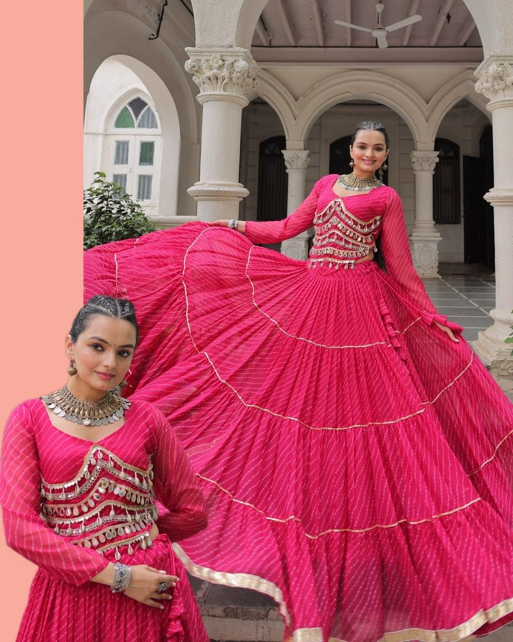 Women Designer Lehenga Choli with Mirror Work and Flared Ruffle Lehenga