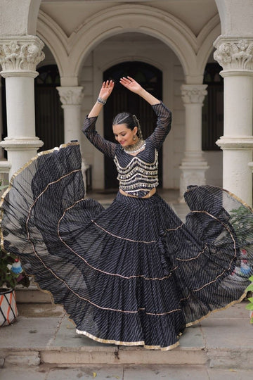 Women Designer Lehenga Choli with Mirror Work and Flared Ruffle Lehenga