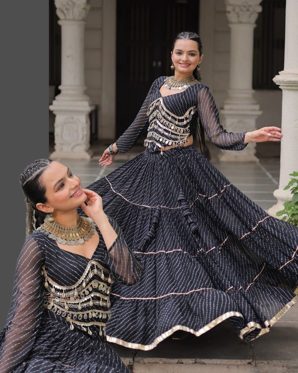 Women Designer Lehenga Choli with Mirror Work and Flared Ruffle Lehenga