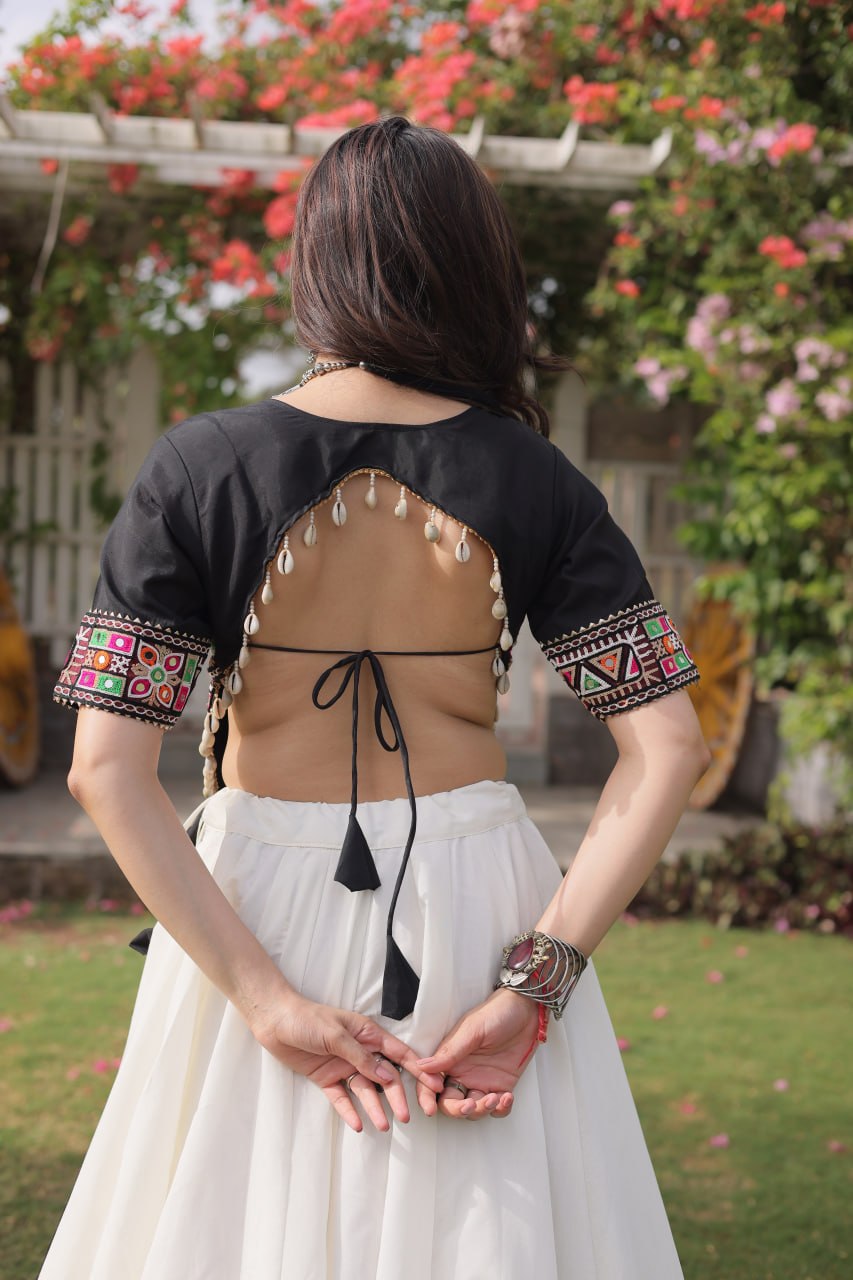Women Designer Lehenga Choli with Handcrafted Kutchi Mirror Work Blouse