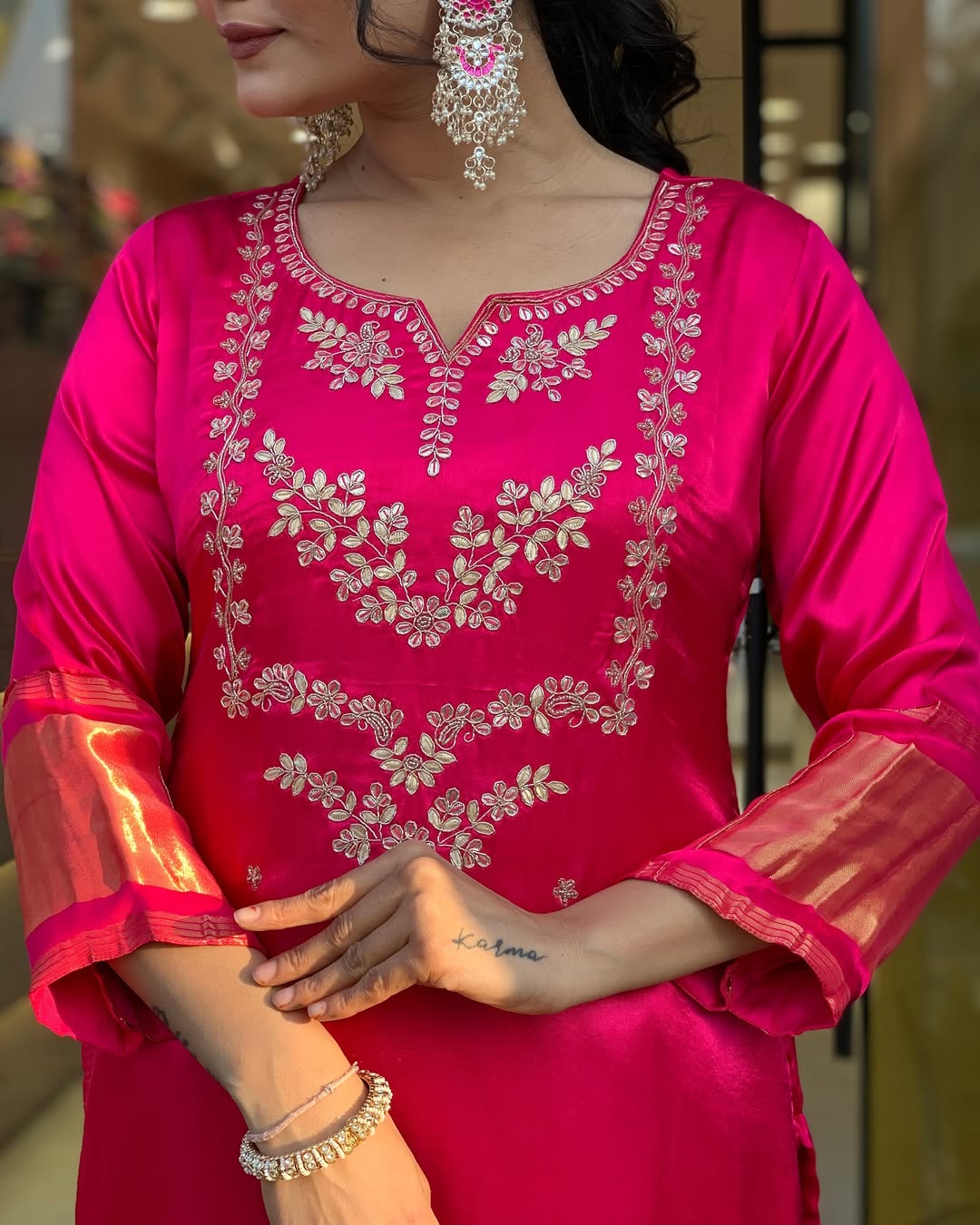 Women Premium Silk Embroidered Kurti Set with Pant & Dupatta, Festive Ethnic Wear