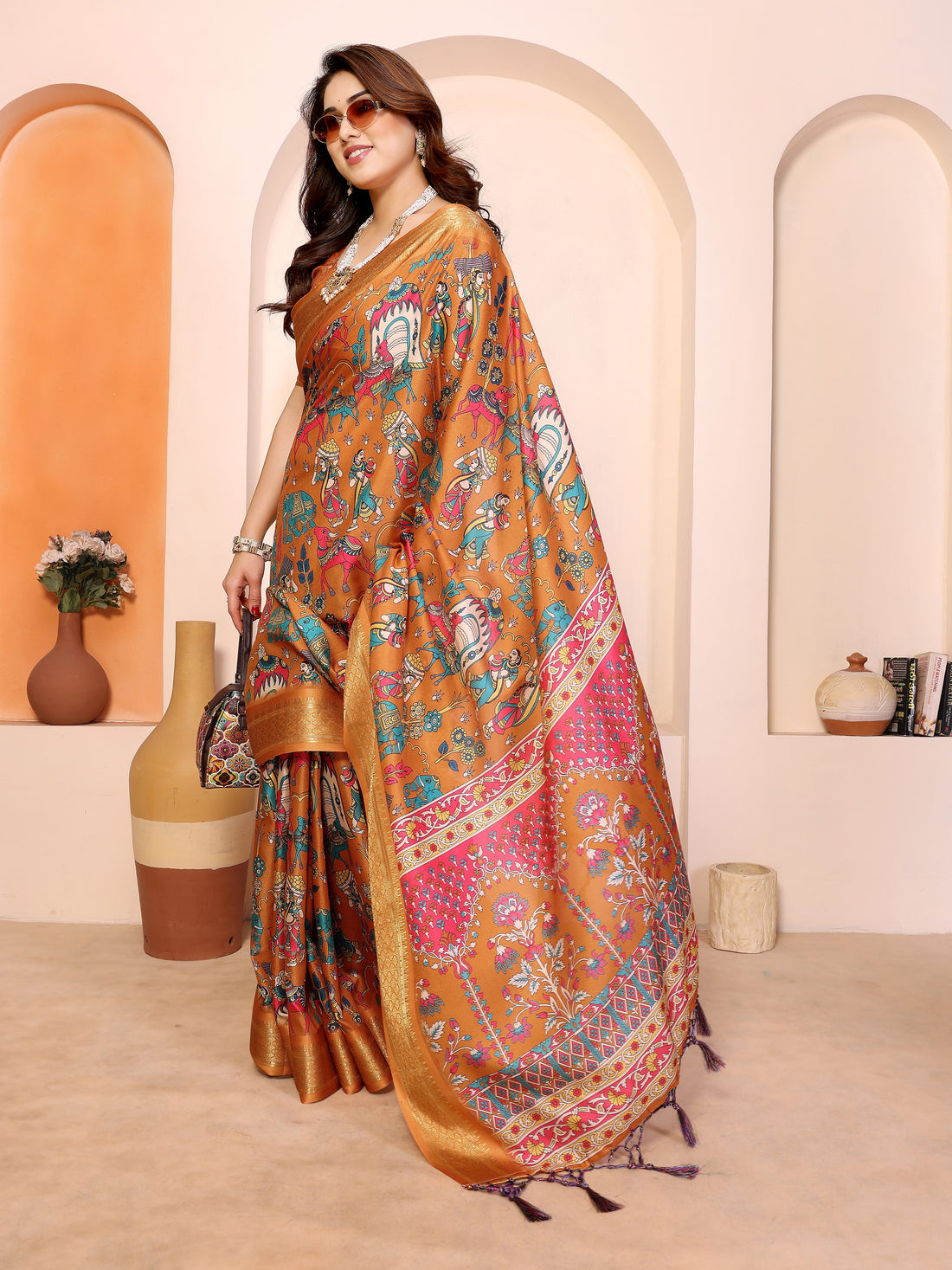 Women Designer Cotton Silk Kalamkari Saree