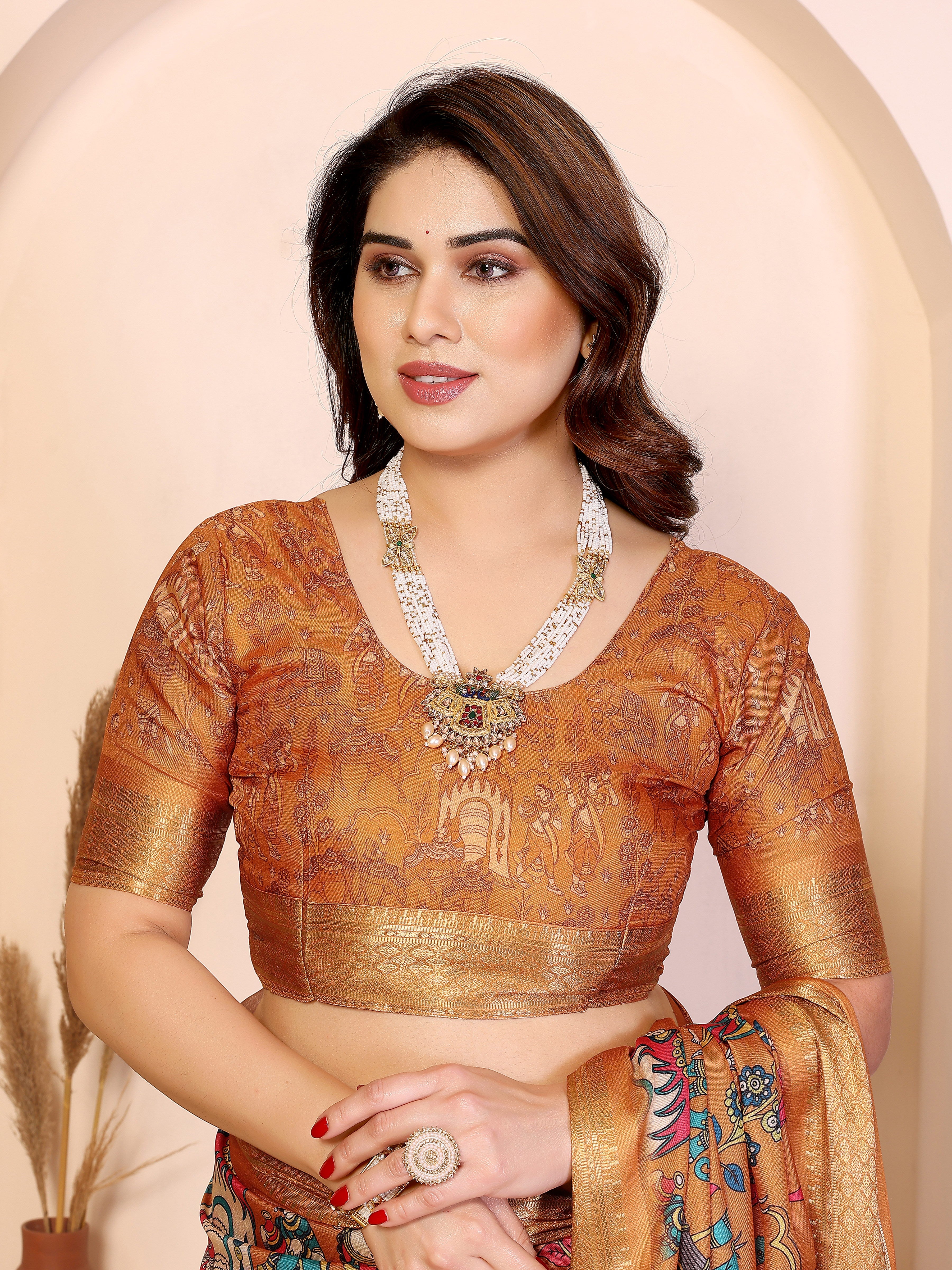 Women Designer Cotton Silk Kalamkari Saree