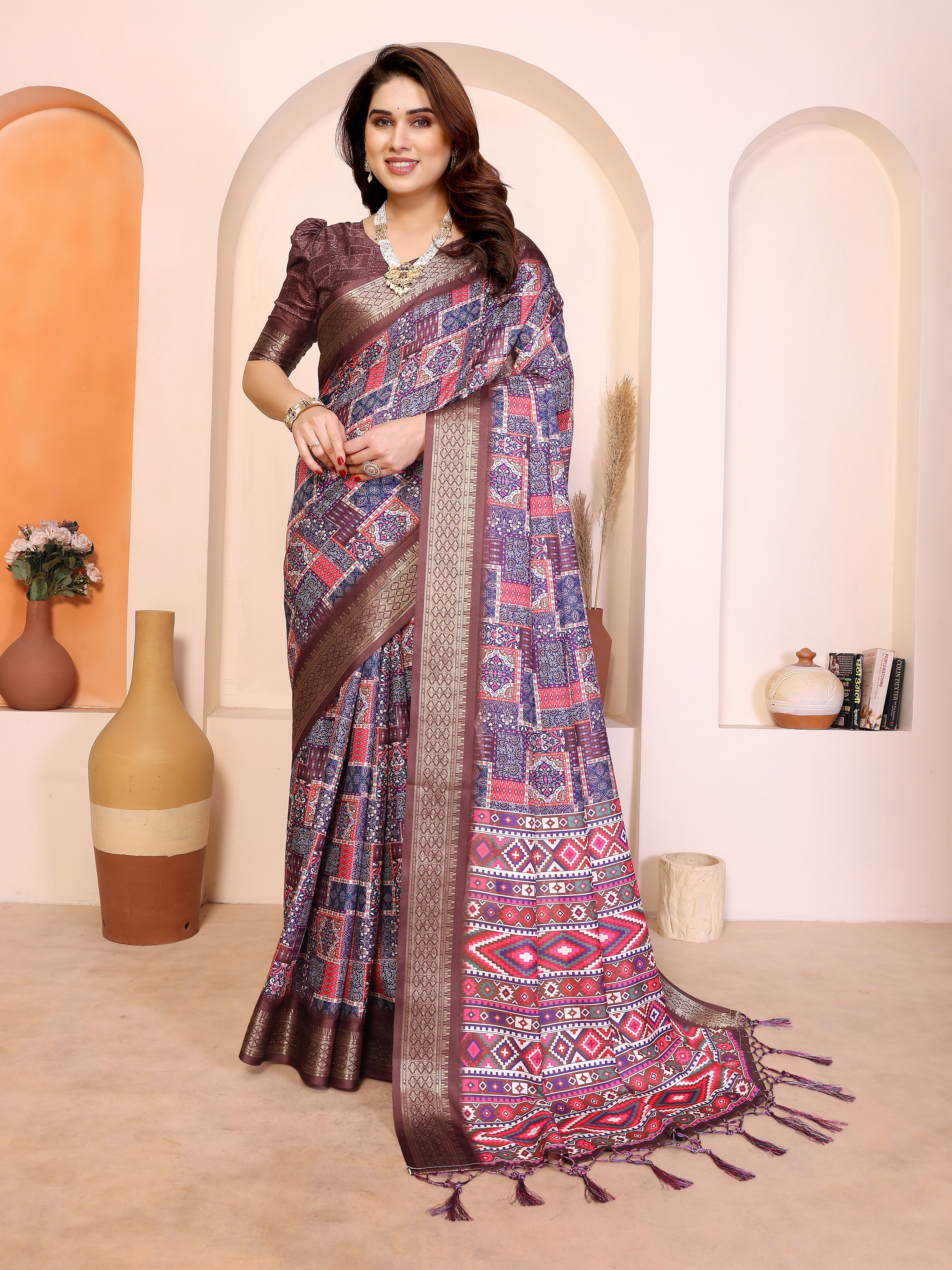 Women Designer Baby Pink Cotton Silk Kalamkari Saree
