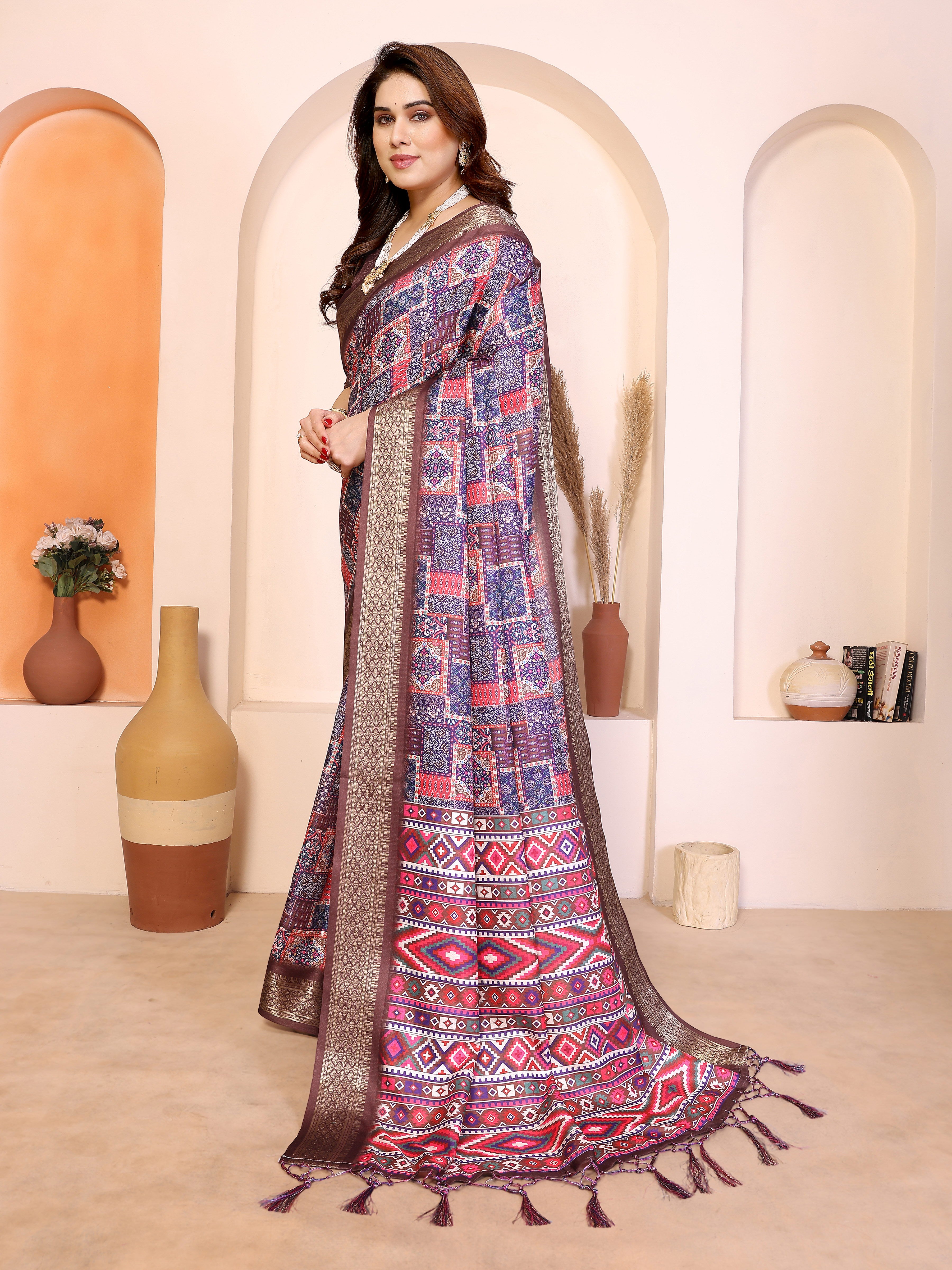 Women Designer Baby Pink Cotton Silk Kalamkari Saree
