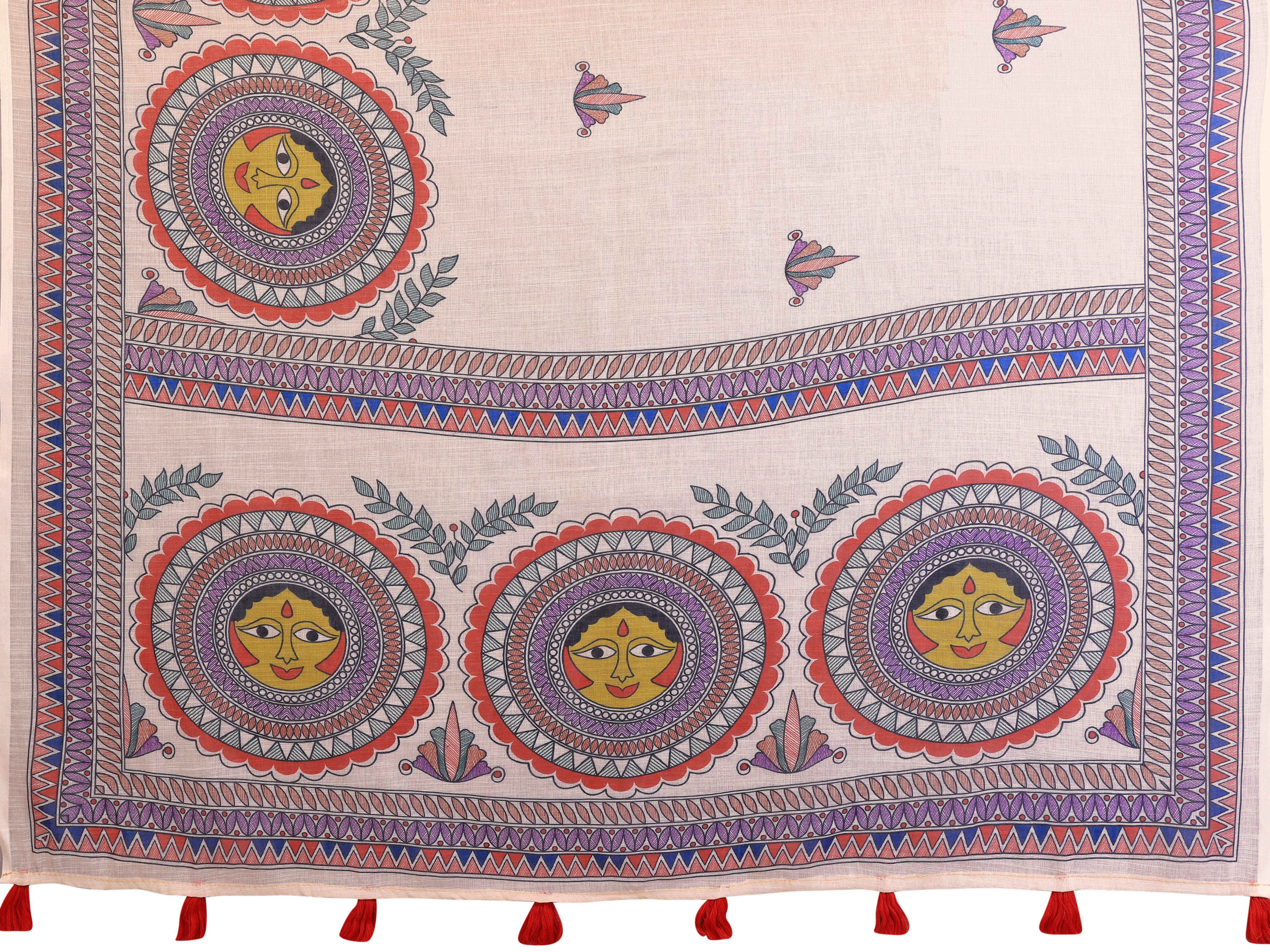 Women Pure Linen Cotton Madhubani Digital Print Saree