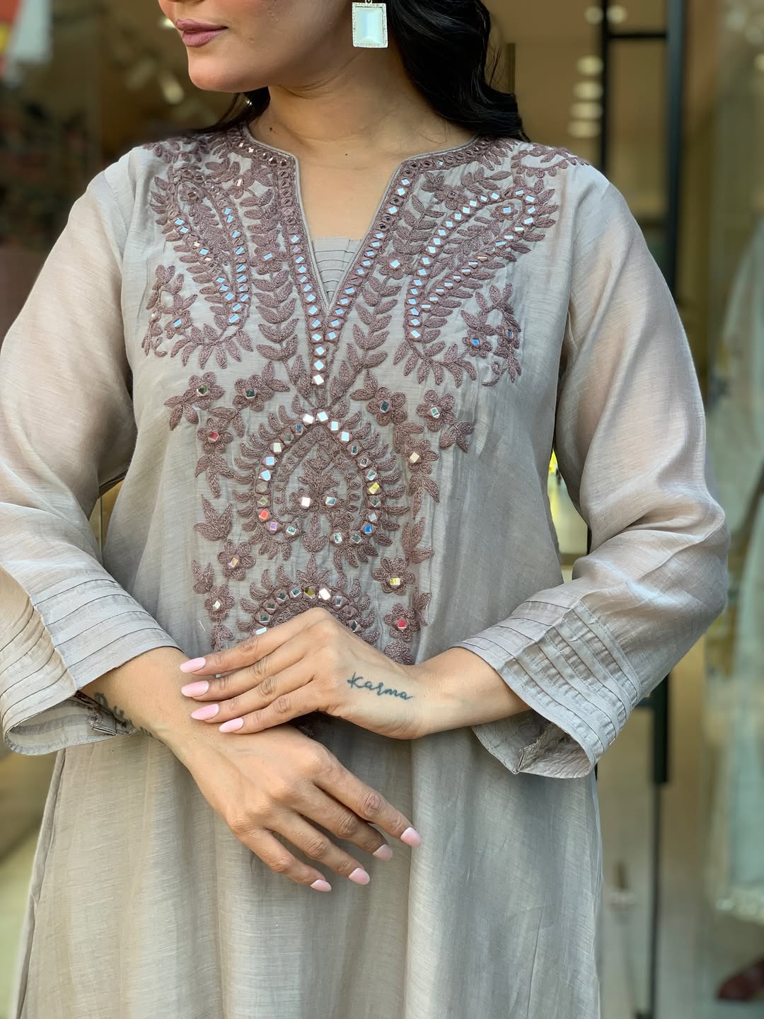 Women Muslin Embroidered Straight Kurta Pant Set with Dupatta