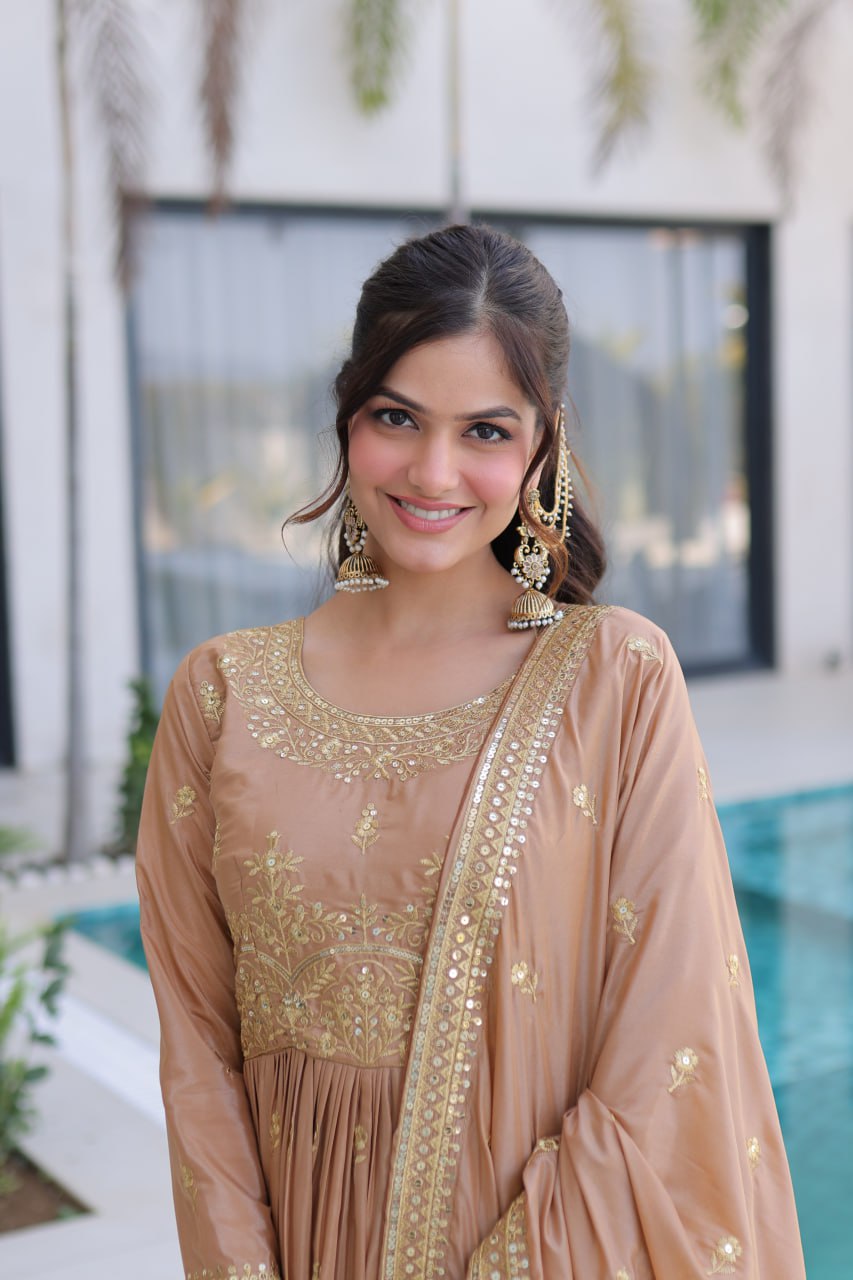 Premium Super Silk Sequin Embroidered Top Sharara Set with Dupatta