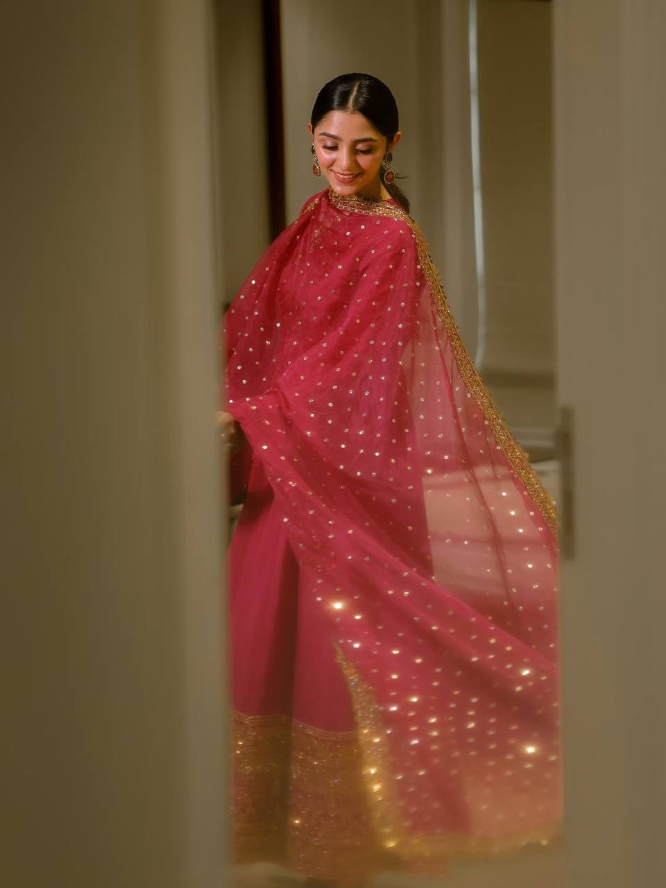 Premium Ready-to-Wear Anarkali Suit Set with Thread & Sequins Embroidery (3 Piece)