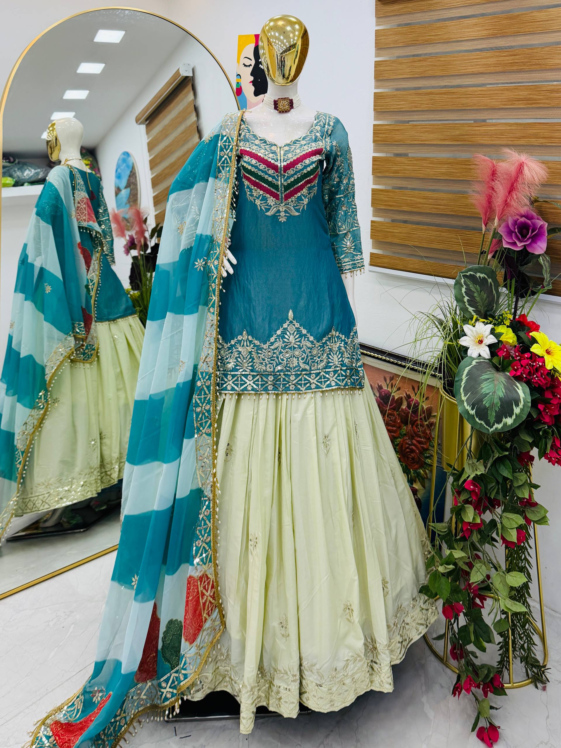 Luxurious Ethnic Suit Set with Exquisite Embroidery Work and Designer Dupatta