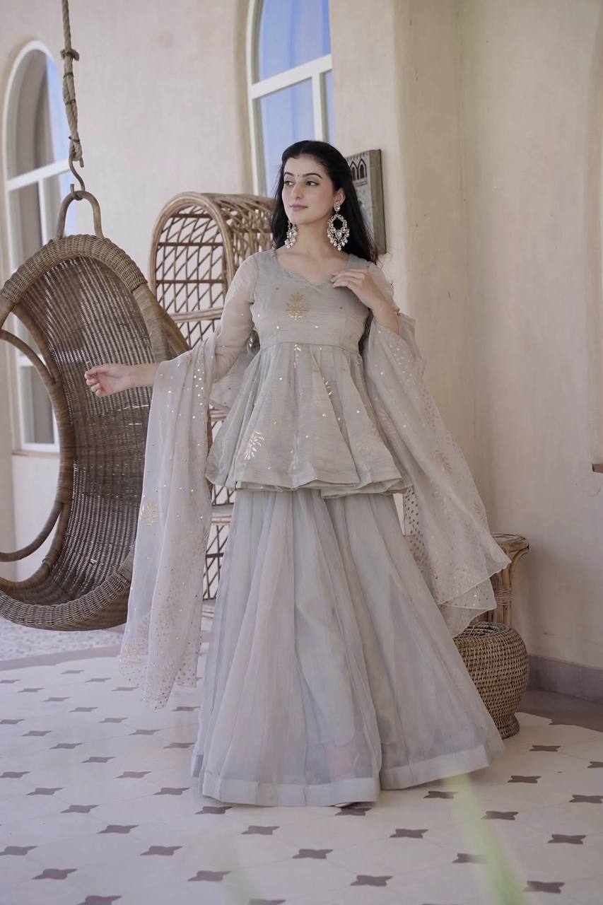 Women Premium Peplum Sharara Set with Dupatta