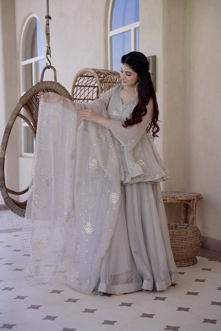 Women Premium Peplum Sharara Set with Dupatta