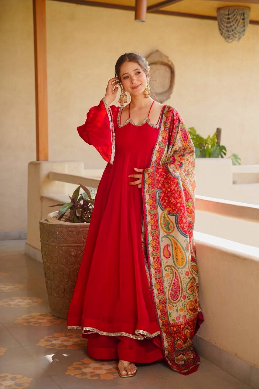 Women Premium Anarkali Suit Set with Printed Dupatta