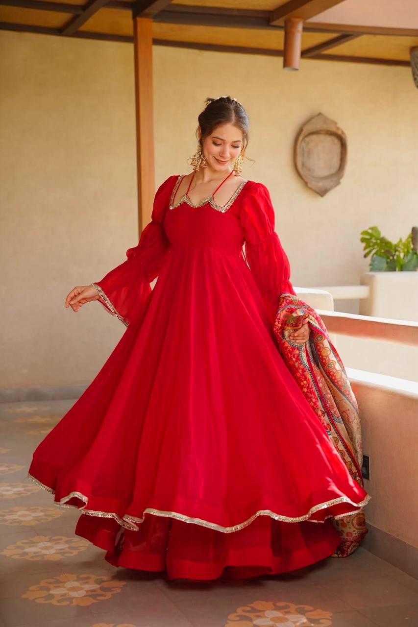 Women Premium Anarkali Suit Set with Printed Dupatta