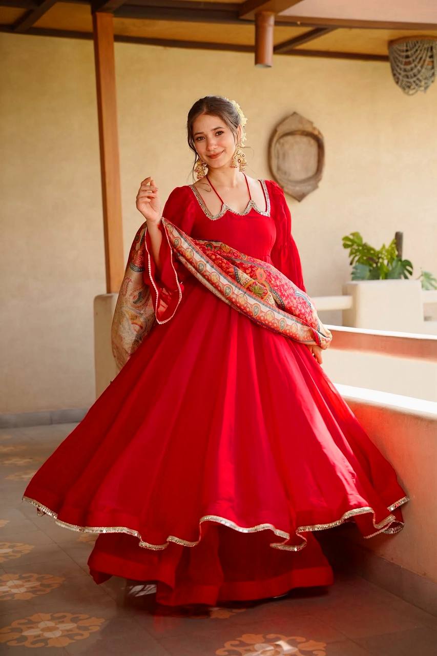Women Premium Anarkali Suit Set with Printed Dupatta
