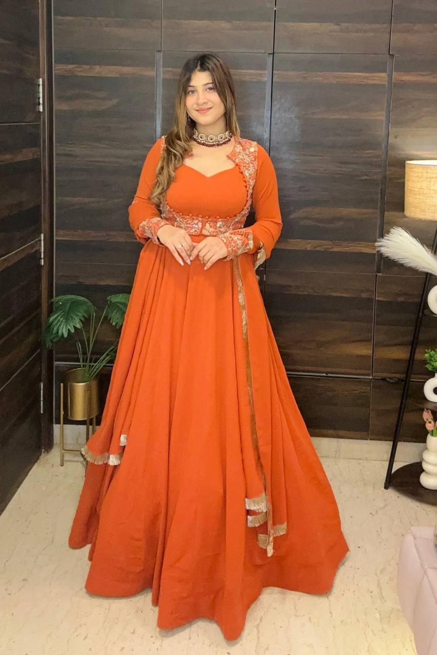 Maxi Anarkali Set with Koti, Pant & Dupatta