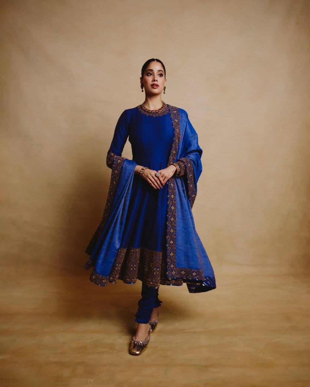 Jhanvi Kapoor Wearing Premium Long Anarkali Suit Set with Dupatta