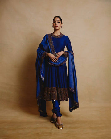 Jhanvi Kapoor Wearing Premium Long Anarkali Suit Set with Dupatta