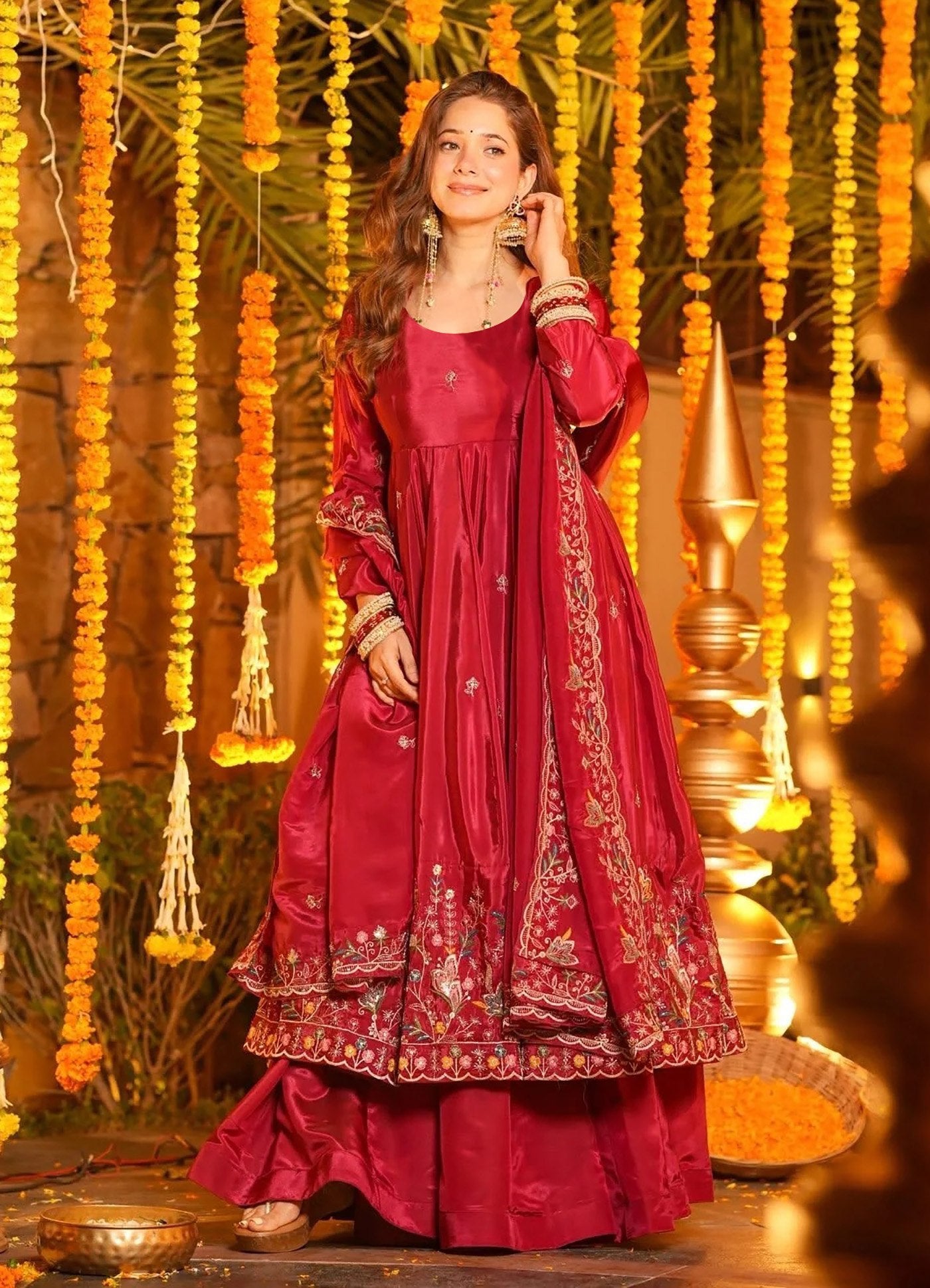 Women Designer Floral Embroidered Anarkali Suit Set