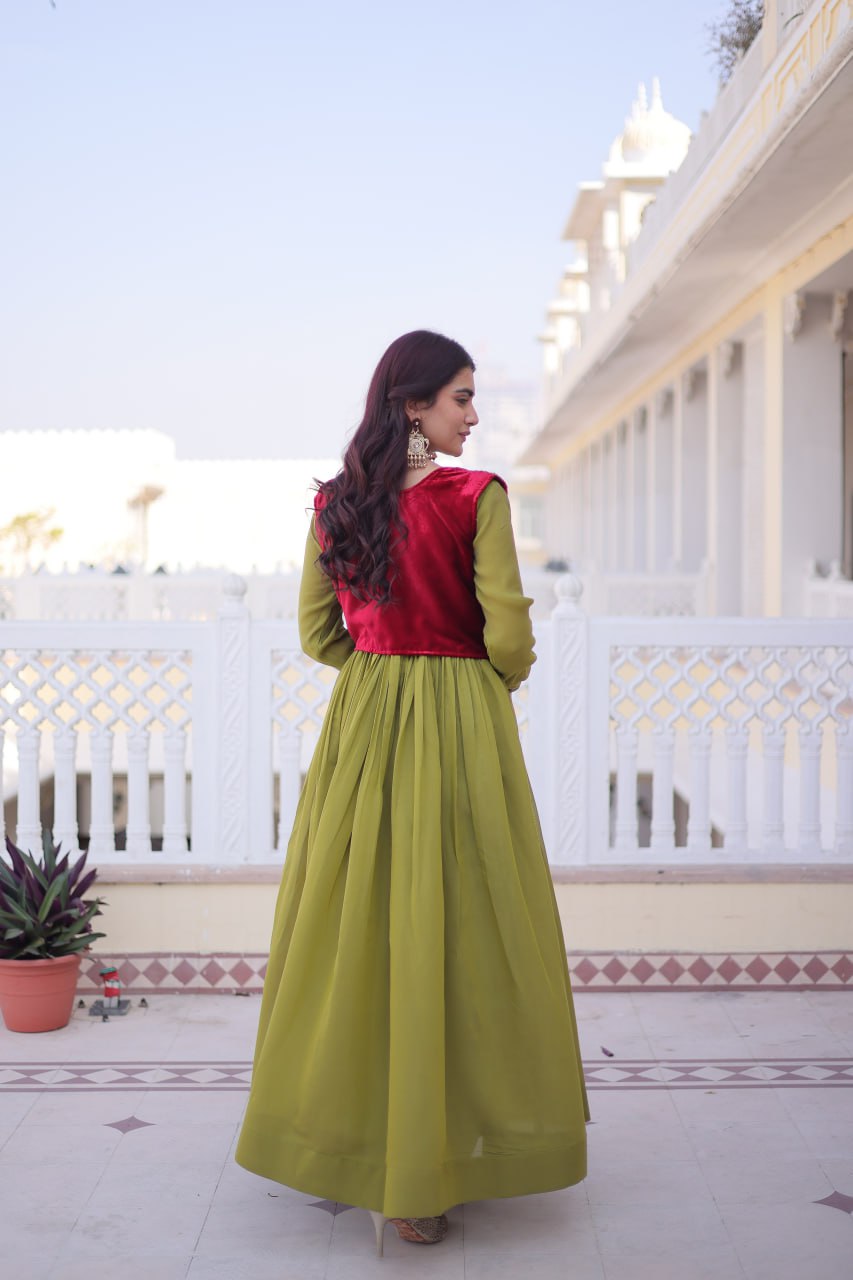 Gown with Embroidered Koti Set