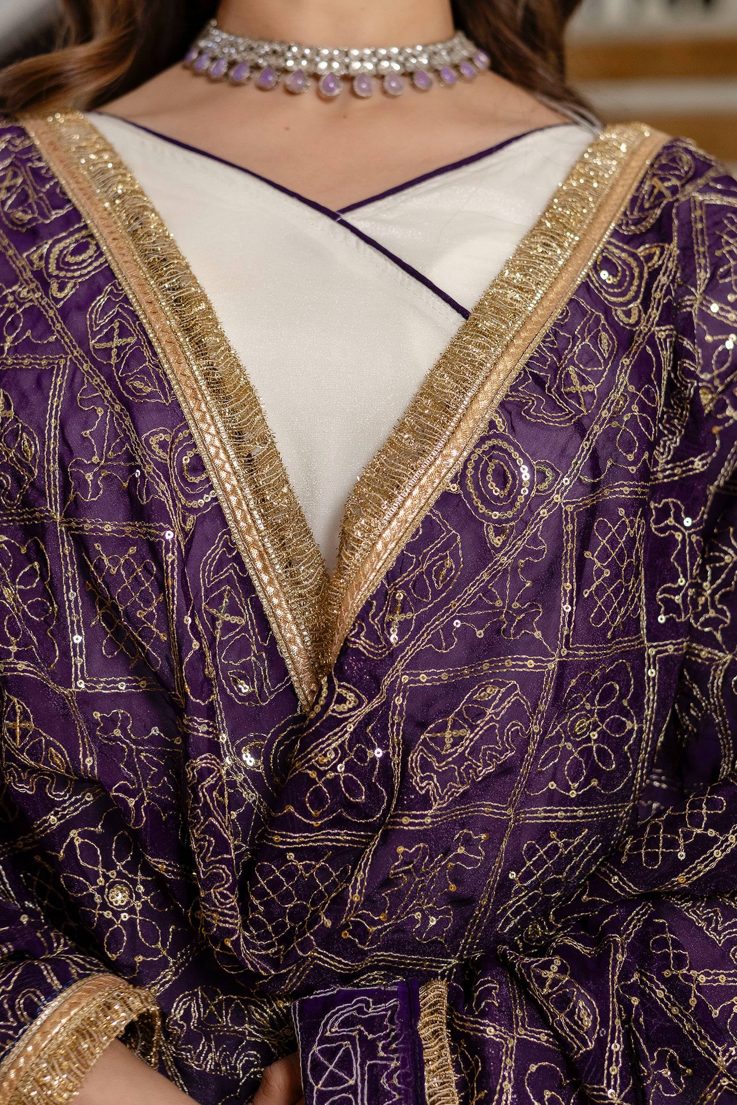 Women Designer Plain Gown with Vintage Embroidered Dupatta